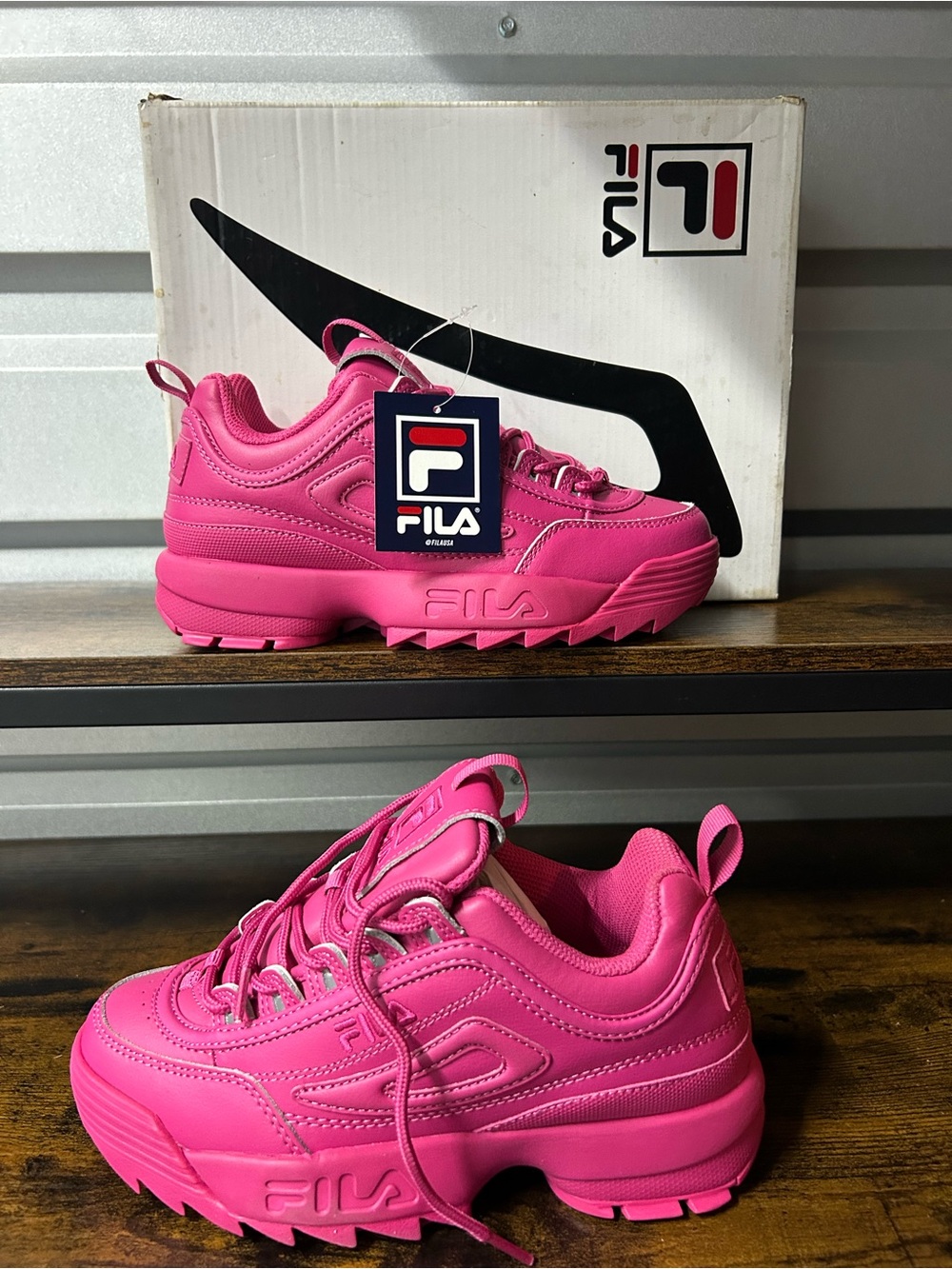 Fila Disruptor II Bright Pink Women's Trainers 6 Chunky Sneakers